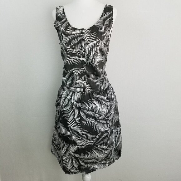 GAP Button Front Gray White Palm Print Sleeveless Tank Dress XS - Picture 1 of 12